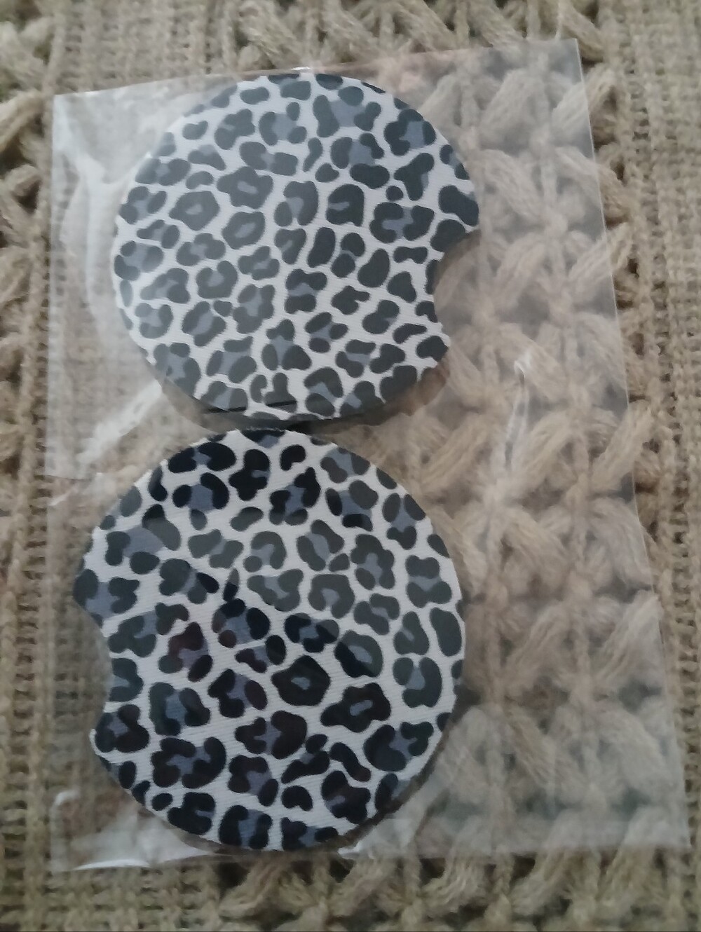 Leopard Print Black and White Coaster Set - Home Accents